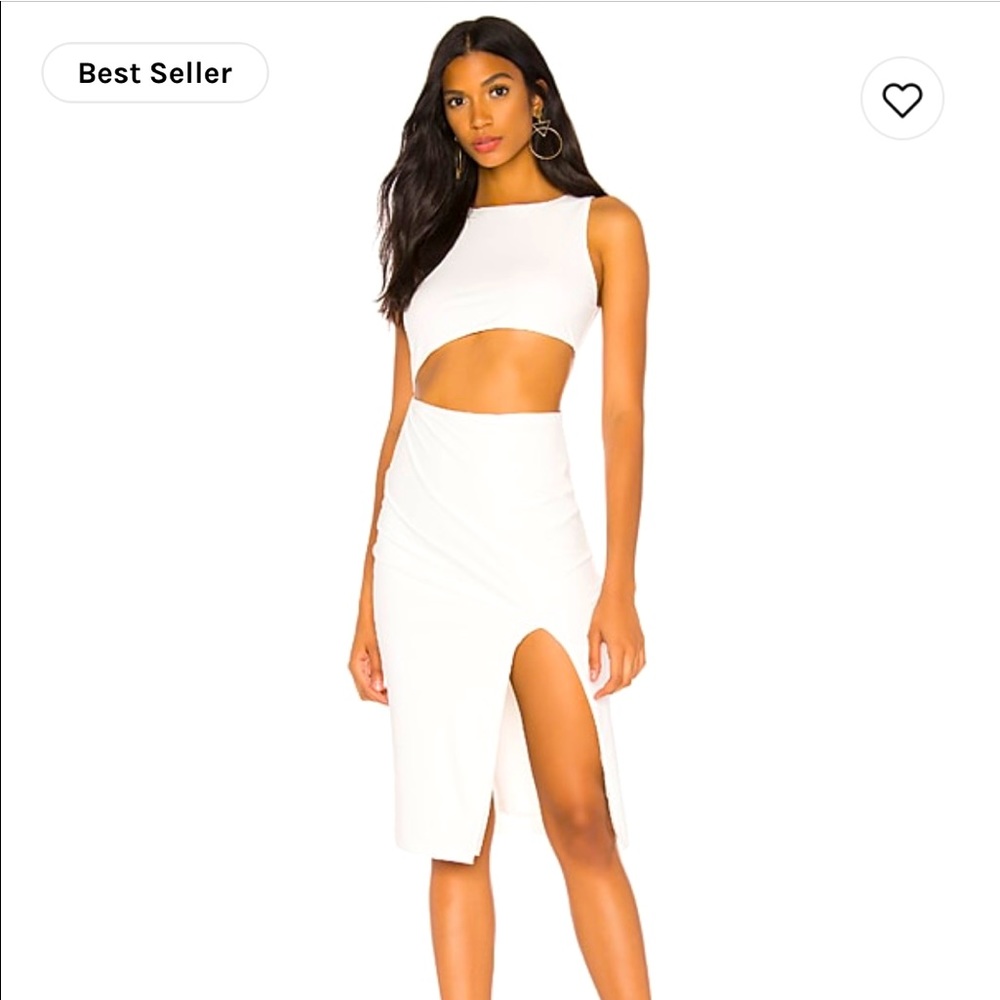 Super down midi waist cutout white dress